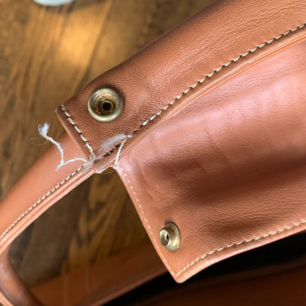 Vintage Coach Cognac Brown Leather Duffel‎ Travel Bag Weekender - Picture 5 of 11